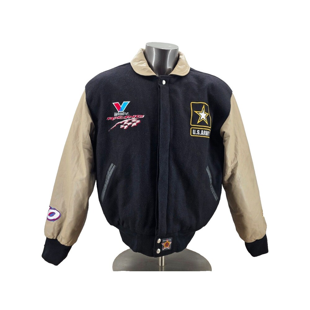 Vintage JH Design Johnny Benson NASCAR Valvoline Jacket Mens L Black Race 10